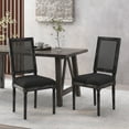 thumbnail image 2 of GDF Studio Brownell French Country Fabric Upholstered Wood and Cane Upholstered Dining Chairs, Set of 2, Black and Gray, 2 of 9