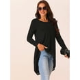 thumbnail image 2 of DARING DIVA Women's High Low Hem Lace Trim Flowy Blouses M Black, 2 of 6