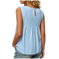 thumbnail image 7 of VBVC Women's Side Tie Split Babydoll Tank Top , Ladies' Ruched A Line Sleeveless Blouse , Summer Casual Loose Fit Shirts For Women,Light Blue,S-2XL, 7 of 7