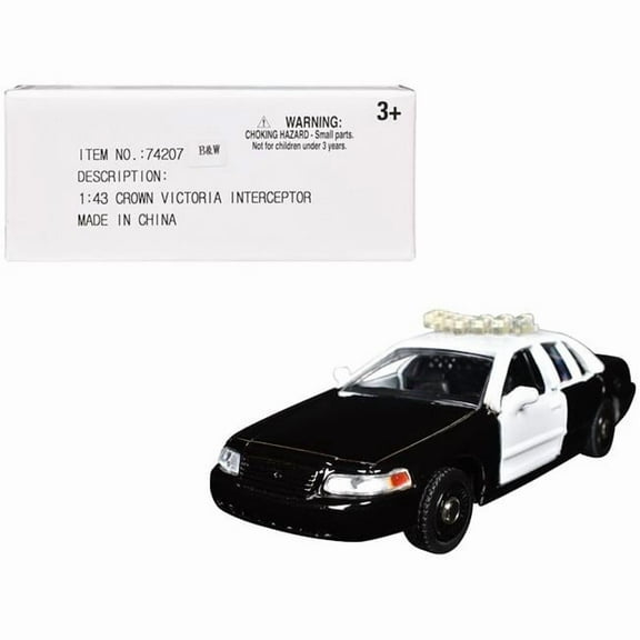 Ford Crown Victoria Police Interceptor Black and White 1/43 Diecast Model Car by Motormax