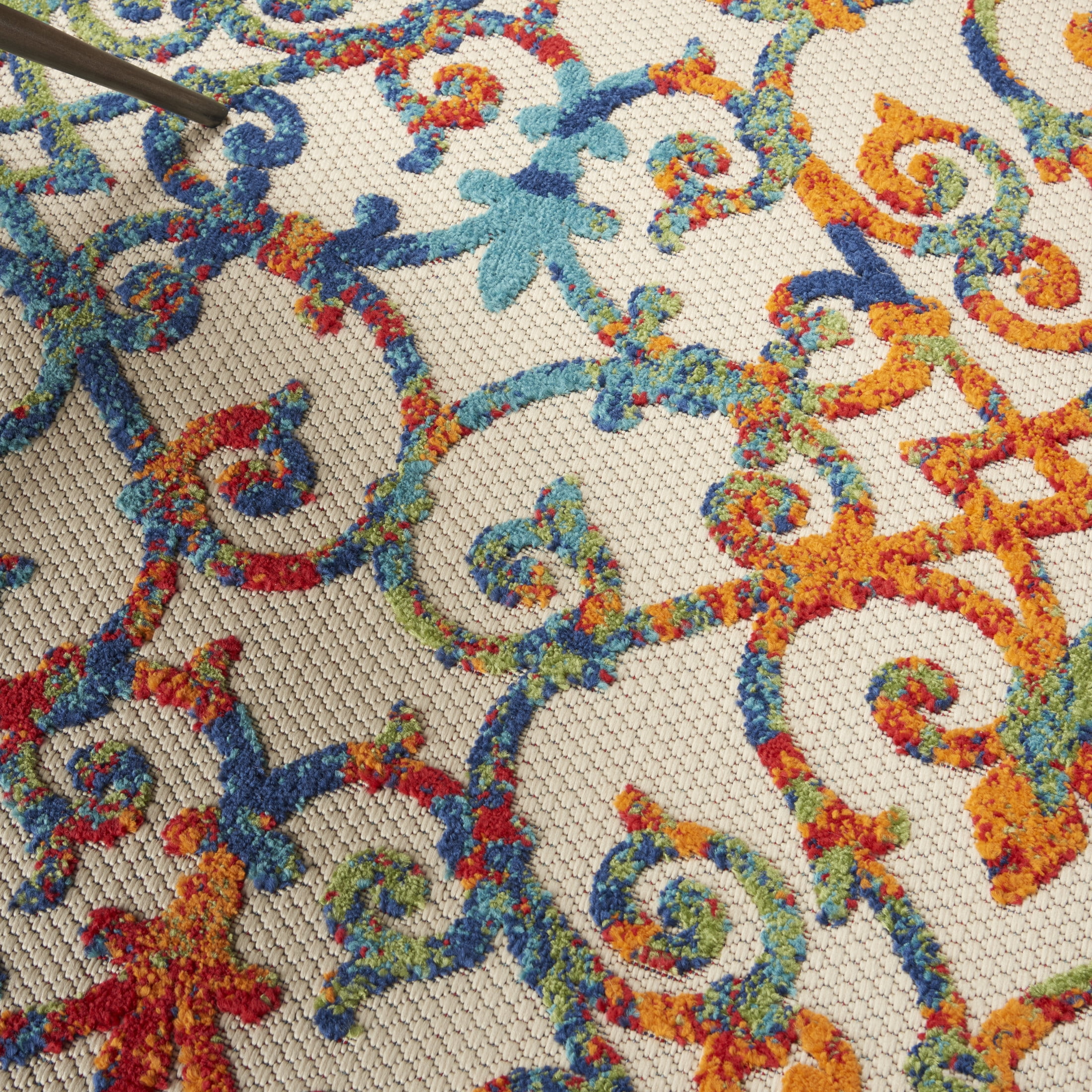 Nourison Aloha Indoor/Outdoor Transitional French Country Multicolor 6' x 9' Area Rug, (6' x 9')