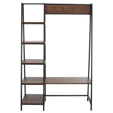 SAFAVIEH Akasha Modern Style 45.67 in. Etagere, Walnut/Black (45.7 in. W x 15.7 in. D x 67.7 in. H)