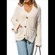 thumbnail image 3 of Suéter de Punto Grueso para Mujer, Cárdigan de Larga con Cuello en V, Botones y Bolsillo para Otoño e Invierno. Albaricoque L, 3 of 10