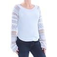 thumbnail image 5 of FREE PEOPLE Womens Light Blue Thermal Long Sleeve Jewel Neck Top S, 5 of 5