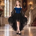 thumbnail image 4 of ibiyuan Girls Gothic Vampire Halloween Costume, Black High Low Dress, Kids Vampire Dress Up Outfit for Halloween, 4 of 5