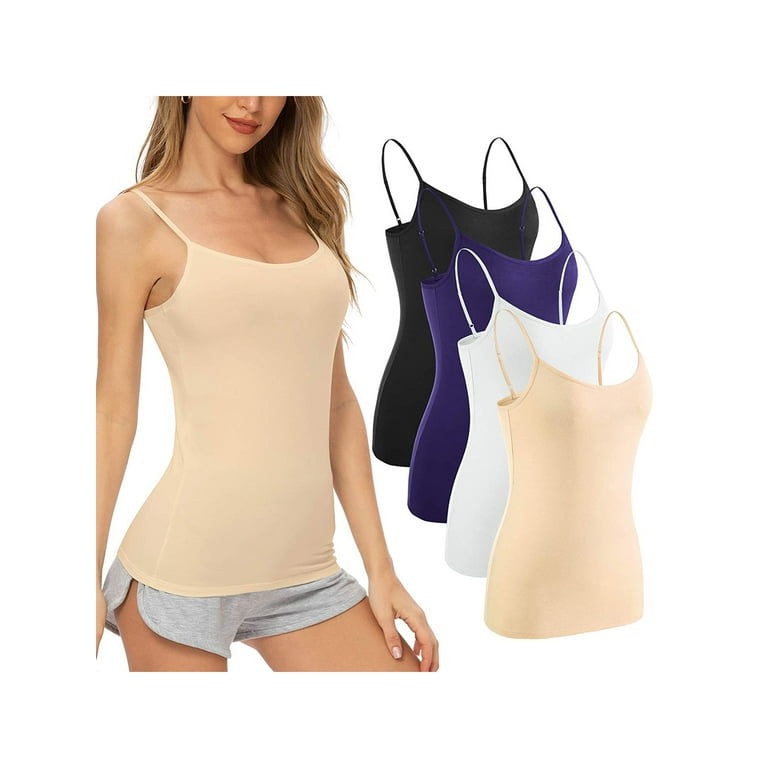 Womens Yoga Camisole Spaghetti Strap Sleeveless Cami with Built-in