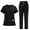 black, variant on Medical Scrub Set for Women, Modern V-Neck Scrub Top & Jogger Scrub Pants with Multi Pockets Professionals Soft Stretch Medical Nursing Uniforms Set (Black)