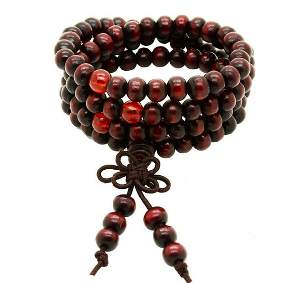 108 Red Wood Beads Tibetan Buddhist Prayer Meditation Mala bracelet necklace 6mm - men women N024