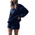 thumbnail image 2 of LMLYSoH Women Shorts Set, Long Sleeve Stand Collar Zipped Sweatshirt with Shorts Activewear Fall Outfit, 2 of 5
