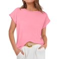 thumbnail image 1 of Hauts d'Été pour Femmes Manches Courtes T-Shirts Basiques Coupe Ample Décontractée, 1 of 4