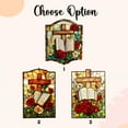 thumbnail image 2 of Bible & Cross Stained Glass Suncatcher, Christian Window Art with Roses and Butterfly for Prayer Room, Memorial Gift, Religious Home Décor, 2 of 5