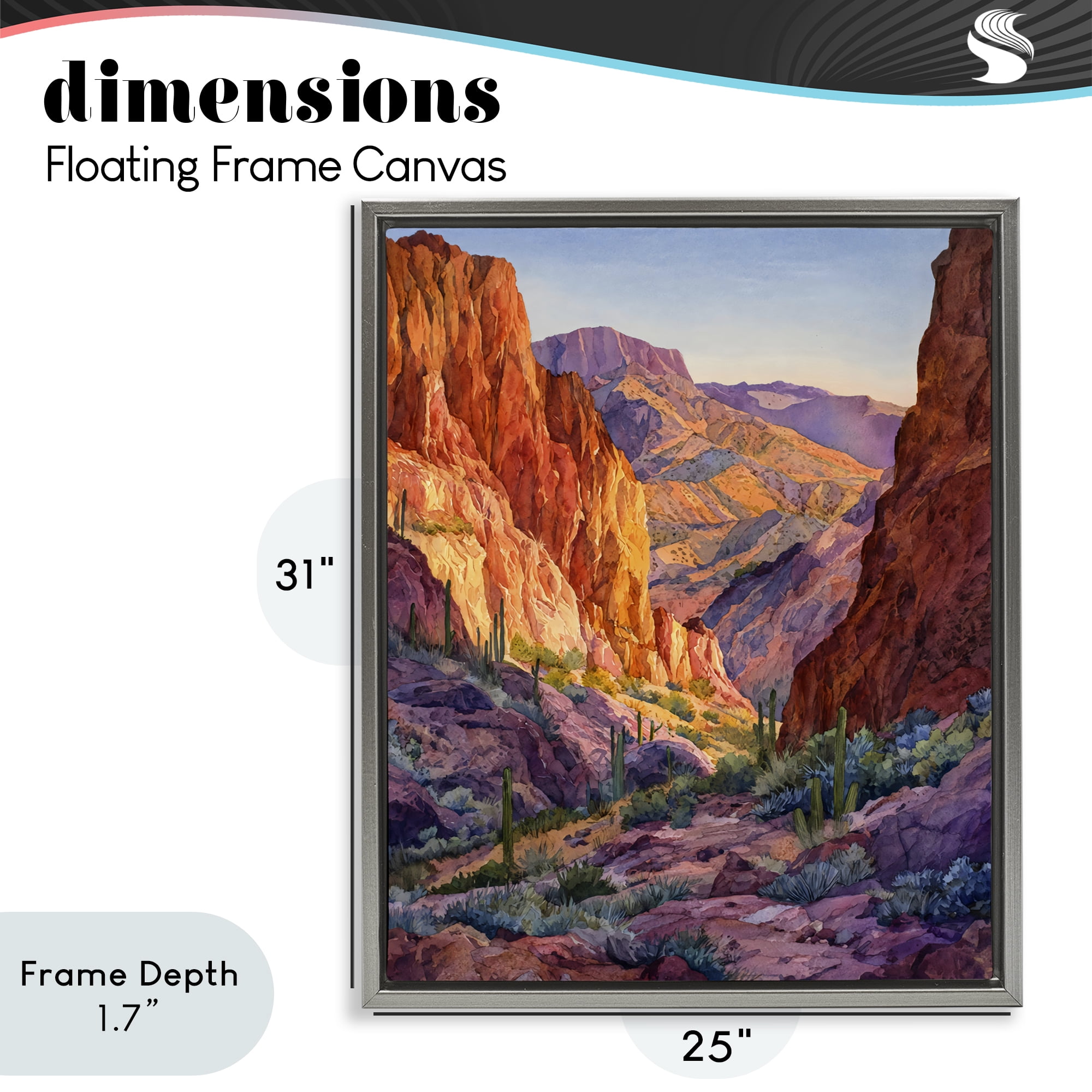 Stupell Industries Western Colors Canyon Gray Framed Floater Canvas Wall Art, design by Franklyn Gregory