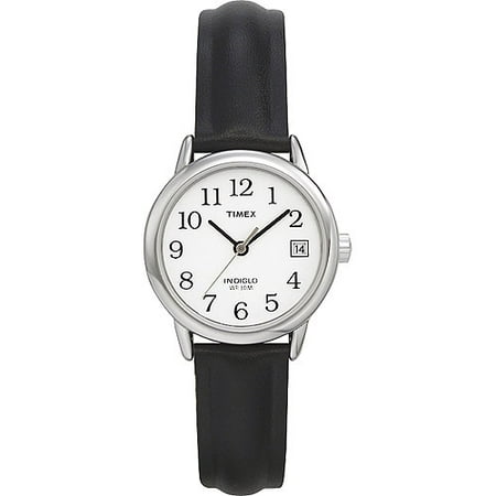 Timex Women's Easy Reader Watch, Black Leather Strap