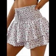 thumbnail image 3 of Mini Shorts de Cintura Alta con Volantes para Mujer Bonitos Shorts Cortos Escalonados con Shorts Debajo S, 3 of 7