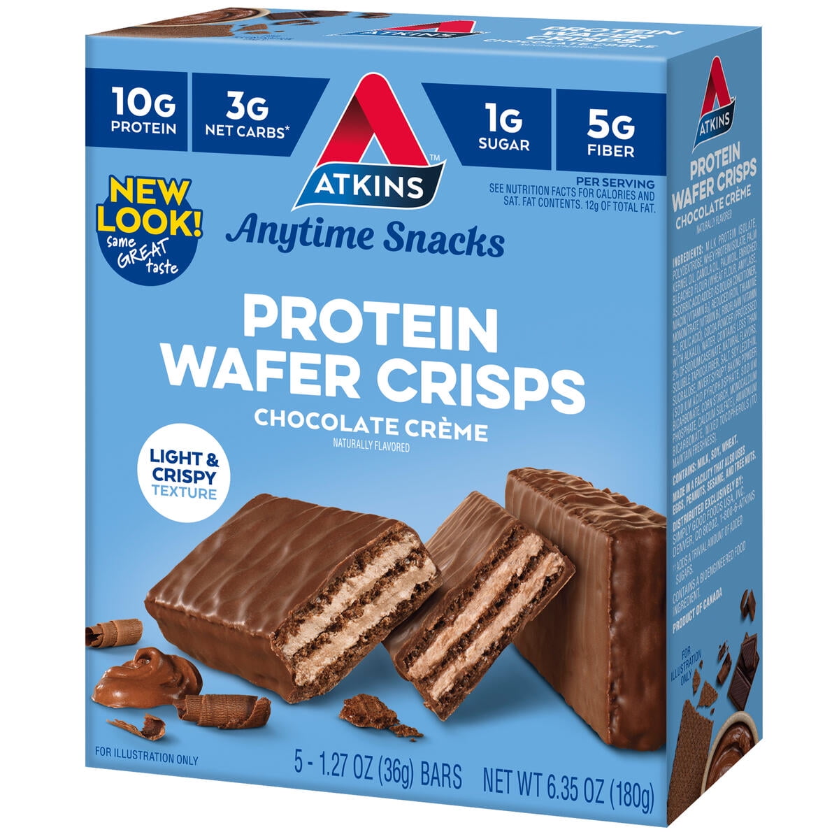(2 pack) Atkins Snack, Protein Crisp Wafer, Chocolate Crème Wafers, 10g of Protein, 5 Count