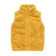 thumbnail image 2 of AJTQTH Winter Vest for Kids Toddler Unisex Stand Neck Zipper Plush Sleeveless Jackets with Pockets Warm Solid Color Casual Coat for Winter and Fall Yellow 5-6 Years, 2 of 9