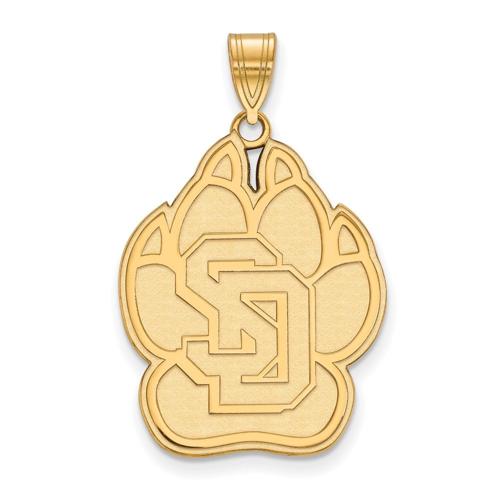 925 Sterling Silver Yellow Gold-Plated Official University of South Dakota XL Extra Large Big Pendant Charm 31mm x 18mm