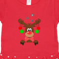 thumbnail image 3 of Inktastic Cute Christmas Reindeer with Red Nose, Ornaments and Bow Tie Girls Toddler Dress, 3 of 4