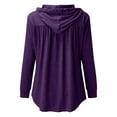 thumbnail image 3 of Holzkary Womens Hoodies Sweatshirts Women's Pleated Button Sweatshirt Pullover Sweaters Casual Comfy Tops Trendy Fall Outfits Winter Clothes 2025 Purple L, 3 of 3