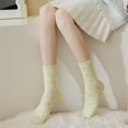 thumbnail image 5 of harmtty Dotted Yarn Pattern Socks Women Cotton Blend Socks Women Cotton Blend Mid-calf Socks Dotted Yarn Pattern Soft Skin-friendly Warm Color Solid Color Green, 5 of 8