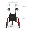 thumbnail image 2 of Zler 3 Wheel Walker for Seniors, Lightweight Aluminum Folding 8'' Wheel Rollator Walker with Height Adjustable Handles and Storage Bag Red, 2 of 7