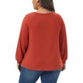 thumbnail image 3 of Agnes Orinda Women's Plus Size Tops Tunic Crew Neck Pleated Dressy Long Sleeve Shirts Blouse 2X Orange Red, 3 of 6