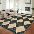 thumbnail image 3 of FairOnly 8'x10'Diamond Pattern Low Pile Stain Resistant Area Rug Modern Geometric Washable Rugs for Bedroom Livingroom,Black Camel, 3 of 7