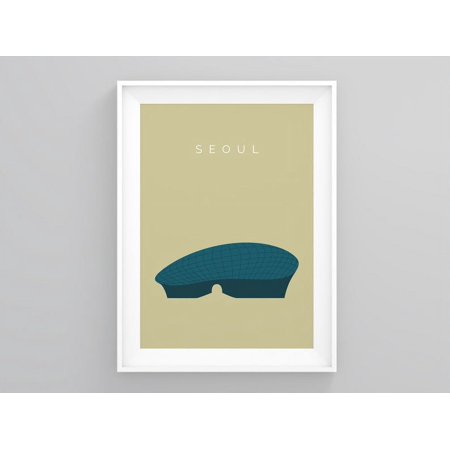 POSTER Seoul Travel Print, Dongdaemun Design Plaza, Landmark Poster, Seoul Art Deco Travel Posters, Travel Poster, Wanderlust, Scandi Print-24x36-UNFRAMED