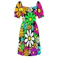 thumbnail image 5 of 2024 Retro Happy Daisy Daisies Flowers Happy Flowers Pattern Dress summer women's suit Women's summer dresses, 5 of 6