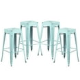 thumbnail image 2 of Flash Furniture Kai Commercial Grade 4 Pack 30" High Backless Distressed Green-Blue Metal Indoor-Outdoor Barstool, 2 of 11