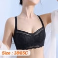 thumbnail image 3 of Sujetador de encaje sexy para mujer Cobertura completa Sujetador de encaje de talla grande Orejas de conejo antiflacidez Sin cubierta de sujetador con aros - Negro, 3 of 5