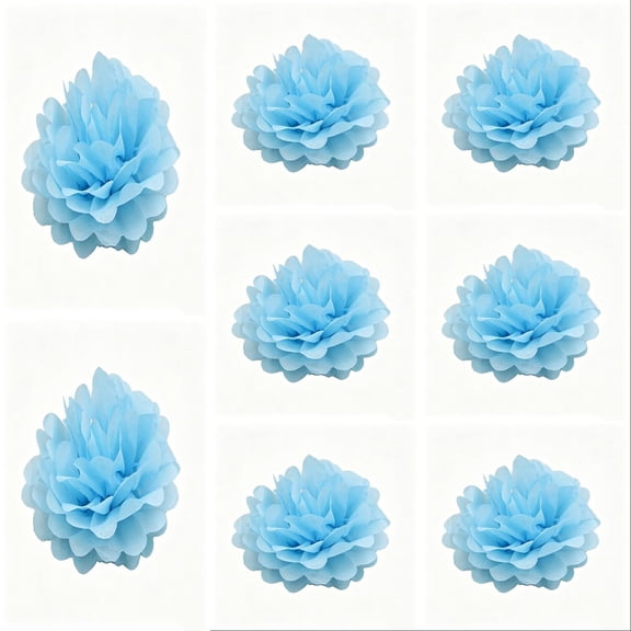 8Pcs Tissue Paper Pom Poms Flowers, 3 Sizes 8",10",12" Pink Hanging Paper Flower Balls for Wedding, Birthday, Valentine's Day, Baby Shower Party Decor, Festive Celebrations & Event Hanging Accents