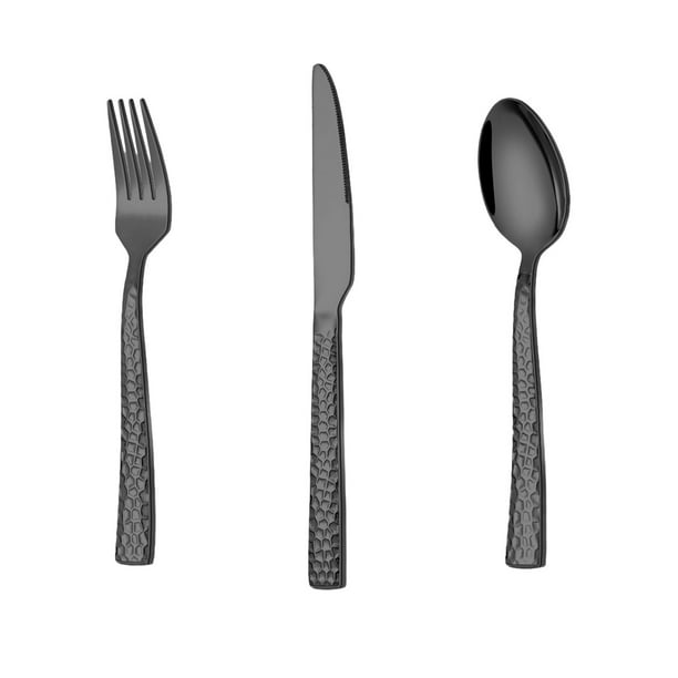 Juego de cubiertos de acero inoxidable pulido con espejo martillado para cocina, restaurante y hotel