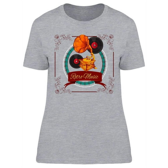 Retro Music Gramophone T-Shirt Women -Image by Shutterstock, Female XX-Large