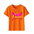 thumbnail image 2 of Piuwrlz Kid Short Sleeve Sweatshirt Girls T-Shirts Printed Loose Round Neck Blouses T Shirt Top Orange Size 7 Years, 2 of 4