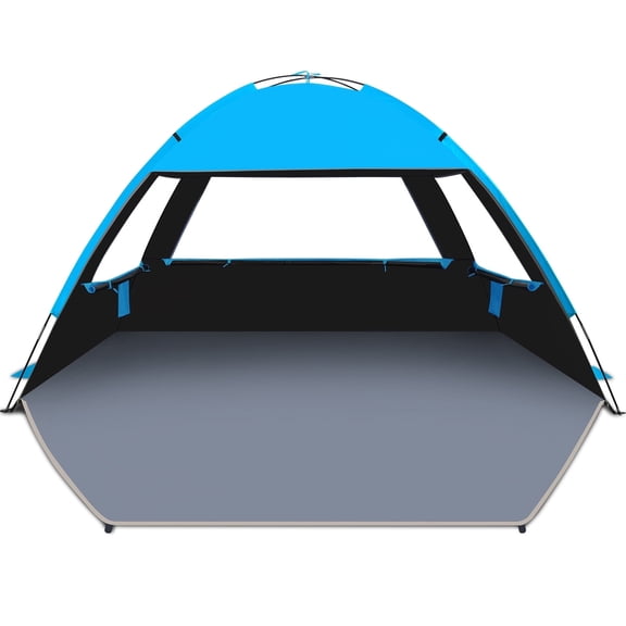 Gorich Beach Tent for 3/4/6/8 Person, UPF 99  UV Protection, Portable Sun Shelter, Easy Setup Sun Shade Beach Canopy with Carry Bag (Dark Shelter)