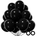 thumbnail image 1 of Globos de látex KUULBELA negros de 12 pulgadas y 110 unidades con 2 cintas, 1 of 7
