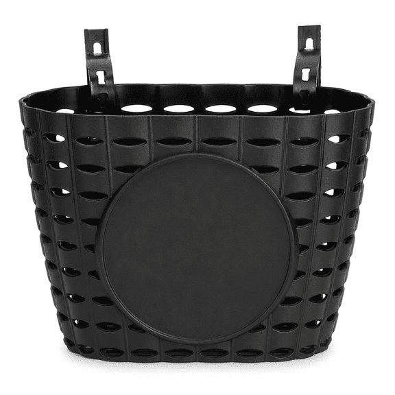 Riousery Front Bike Basket, Thickened Plastic Handlebar Storage with Straps for Bicycles & Scooters, Black