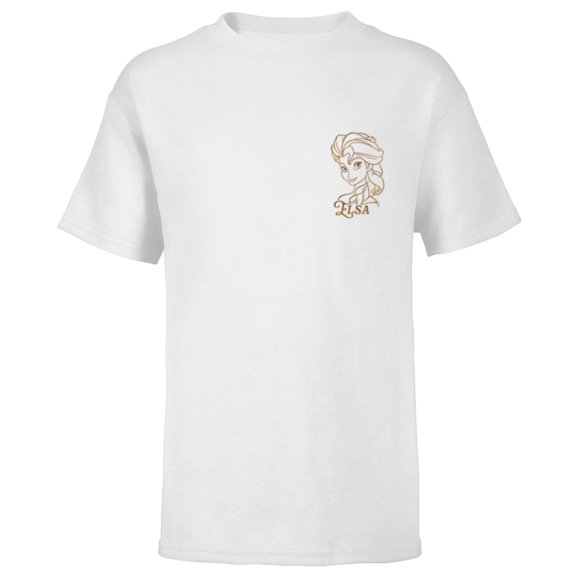 Disney Princess Celebration Minimalist Elsa Corner Art - Short Sleeve T-Shirt for Kids - Customized-White