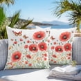 thumbnail image 4 of Outdoor Pillow Cover Red Flowers Butterflies Set of 2 Waterproof Throw Pillowcases Red Floral Leaves Decorative Patio Furniture Pillows for Couch Garden Indoor & Outdoor Use, 4 of 9