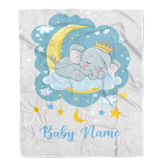 Baby Elephant Blanket For Boy Girl Baby Name Elephant Newborn Nursery Daughter Son Niece Nephew Birthday Bed Fleece Blanket, 30x40in Fleece Blanket