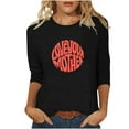 thumbnail image 1 of Blusas para Mujeres Casual 3/4 Manga Cuello Redondo Impreso Suelto, Mujer 3/4 Manga Tops Y Blusas para Diario, 1 of 4