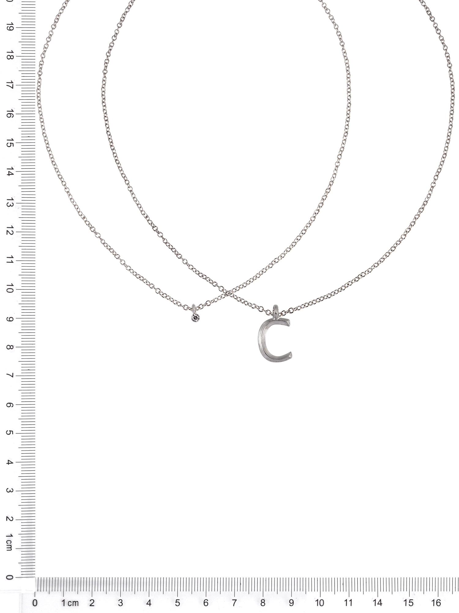 Time and Tru Silvertone Rolo Chain 2 Row Initial "C" Pendant Necklace