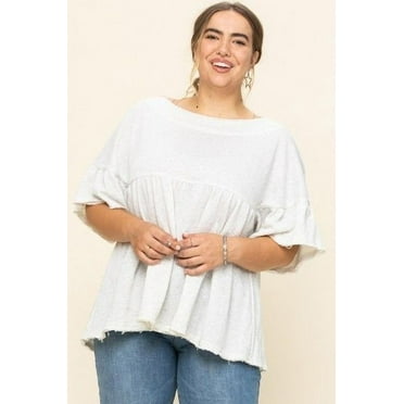 Solid French Pullover Terry Woven Top 3XL
