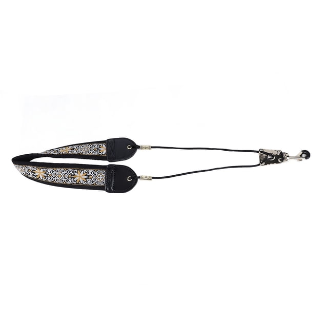 Sangle de Cou pour Saxophone Brodé, Accessoires pour Instruments Réglables Sangle de Cou pour Saxophone avec Crochet en Métal Design Confortable pour Alto Tenor Saxo
