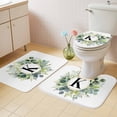thumbnail image 4 of Letter K Bathroom Rugs Set Alphabet Green Eucalyptus Leaves Plant Simple Non Slip Absorbent Soft Bath Mats 3 Piece Set with Bathroom Rug, U-Shaped Floor Mat, Toilet Seat Cover Large Size, 4 of 9