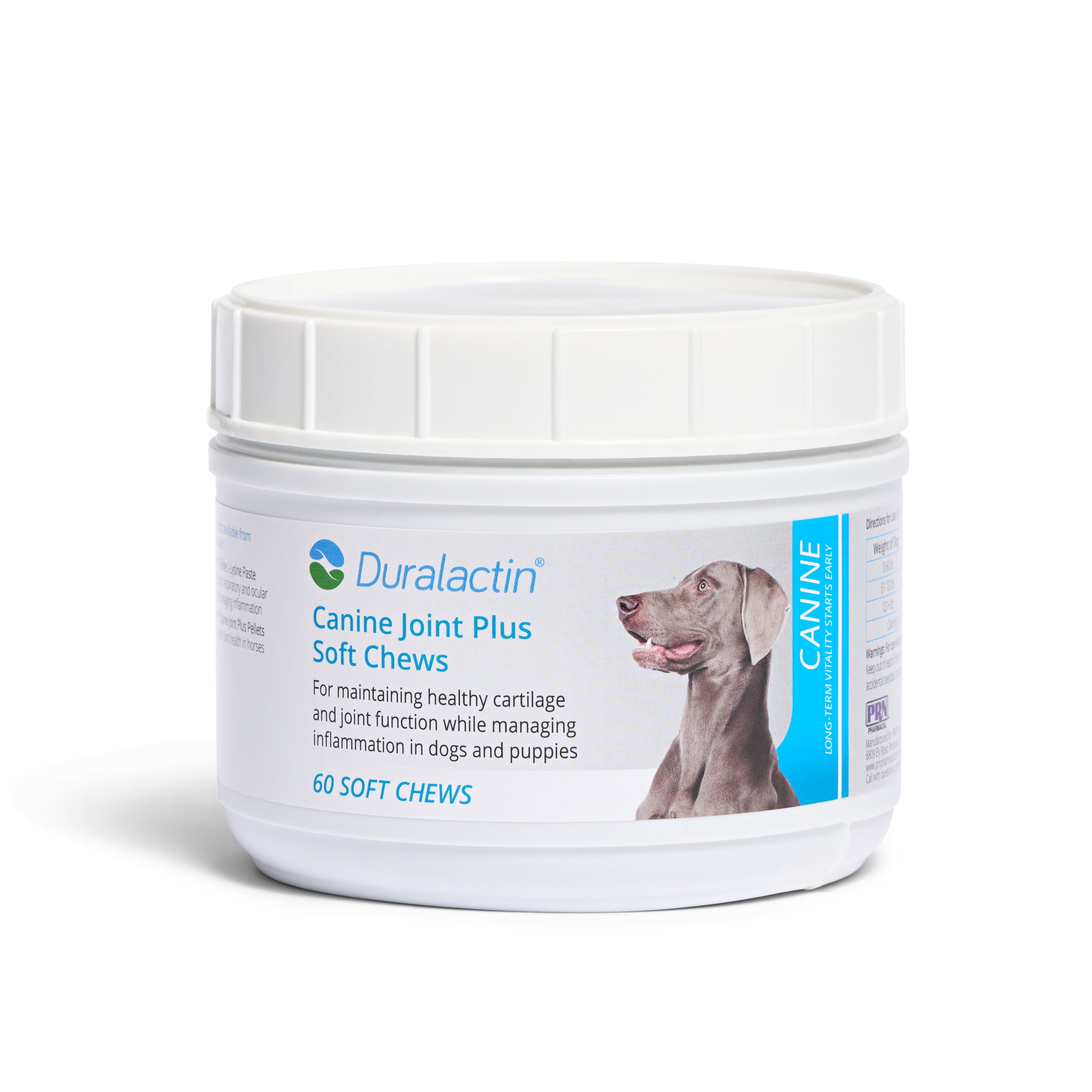 PRN Pharmacal Duralactin Canine Joint Plus - Joint Health Supplement for Dogs & Puppies to Support Healthy Cartilage Levels & Joint Function while Helping Manage Inflammation - 60 Soft Chews