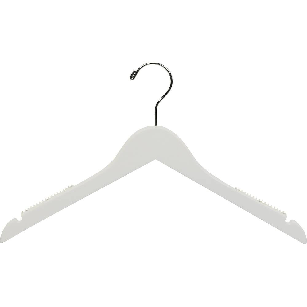 International Innovations White Petite Top Hanger with Notches & Inset Rubber Strips box of 50