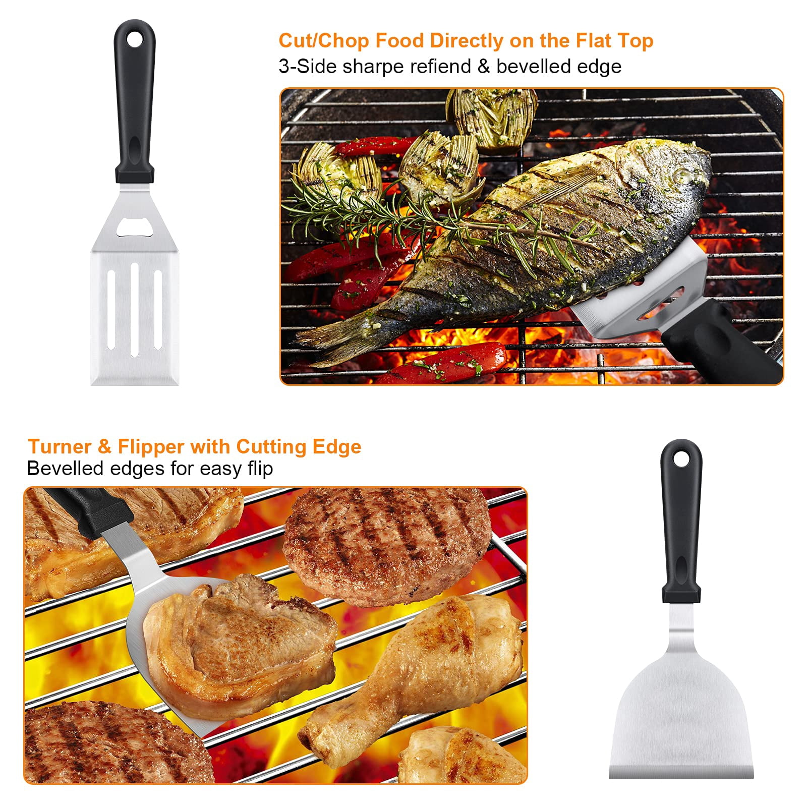 Blackstone Griddle Accessories Kit 16pcs Flat Top Grill Set For And Camp Chef With Spatula Scraper Cleaning &carry Bag Great Outdoor Bbq & Teppanyaki Camping