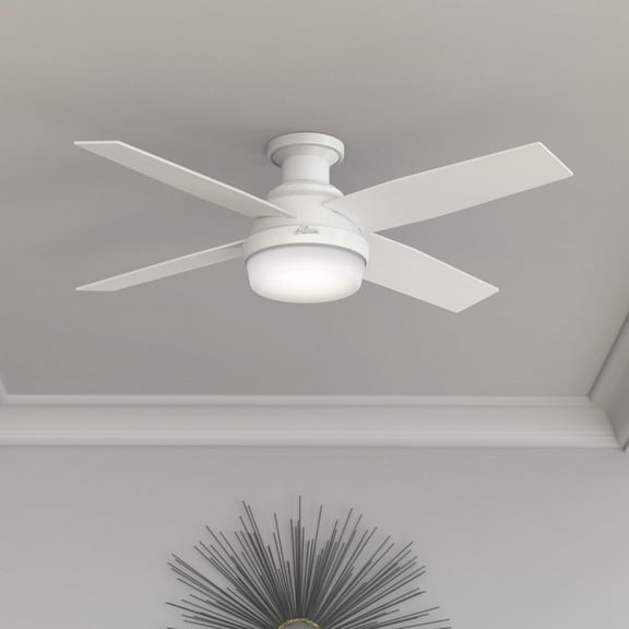 Restored Hunter Fan 52 inch Fresh White Finish Dimpsay Low Profile with Light Kit (Refurbished)